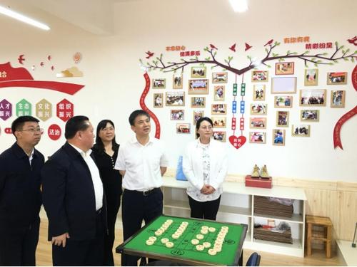 图为调研组一行实地察看落水镇多乐村残疾人之家